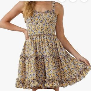 Floral Yellow and Blue Women’s  Dress